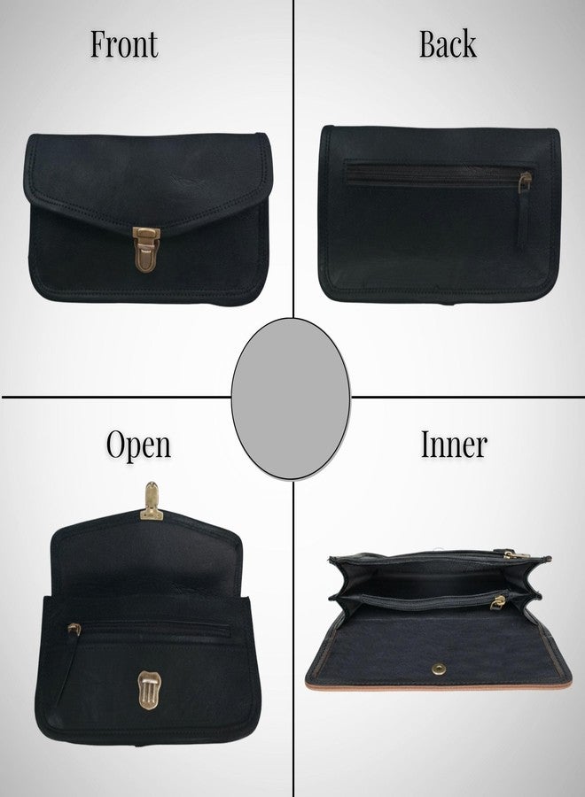 Madosh Women Shoulder Tote Black Leather Laptop Handbag Messenger Crossbody Office Work Bag With Clutch - Image 2